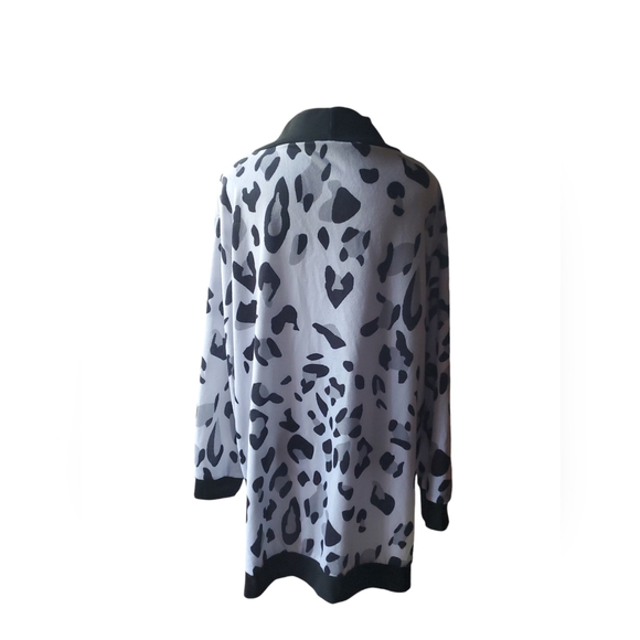 FLORAL BLOOMING Leopard Print Grey/Black LONG Cardigan (2XL) - Picture 2 of 7
